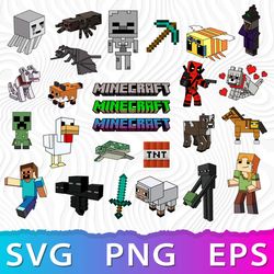 minecraft bundle svg, minecraft birthday svg, minecraft party, steve minecraft, creeper svg, minecraft digital download