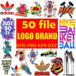 50 logo brand bundle svg, fashion brand svg, famous brand svg, silhouette svg files, fashion svg, instant download