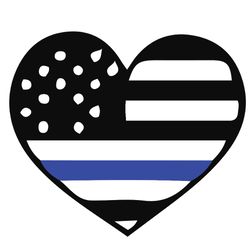 heart police flag svg, thin blue line police svg, thin blue line svg, blue lives matter, digital download
