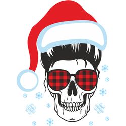 snowflakes christmas messy bun skull svg, christmas logo svg, christmas vibes svg, digital download