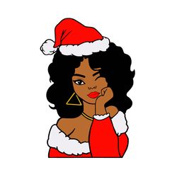black girl christmas svg, merry christmas png, afro woman christmas svg, digital download-5