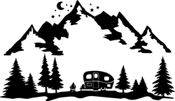 camper in mountain and forest svg, camping svg, cricut file, svg, hiking svg, cricut file, instant download