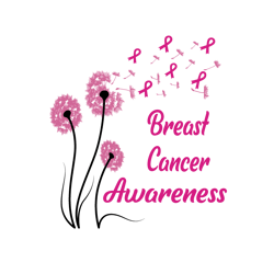 dandelion pink breast cancer awareness vector svg, breast cancer svg, cancer awareness svg, instant download