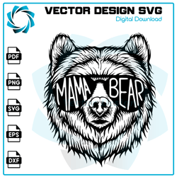 mama bear svg, mama bear face svg, bear with glasses svg, mama bear with sunglasses svg, mama bear clipart