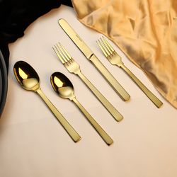 zena gold plated cutlery set, 11 gauge: experience the ultimate gold cutlery, teaspoon tablespoon dinner spoon dessert