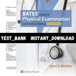 test bank for bates guide to physical examination and history taking, 12th edition by bickley pdf | instant download | a