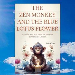 the zen monkey and the blue lotus flower by julie welsh