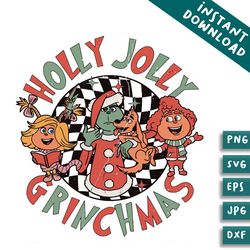cute holly jolly grinchmas svg graphic design file