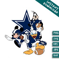 vintage mickey donald duck and goofy dallas cowboys svg