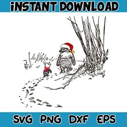 winnie the pooh and piglet santa hat svgs