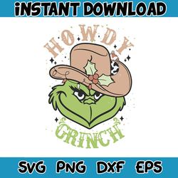 vintage howdy grinch western chirstmas svg