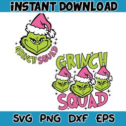 retro pink grinch squad santa hat svg digital