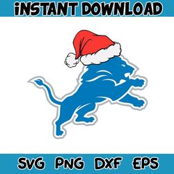 retro nfl detroit lions santa hat svg digital