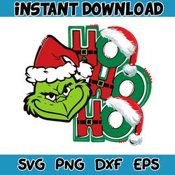 grinch face ho ho ho santa hat svg