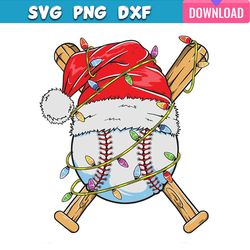 baseball christmas light santa hat svg bundle