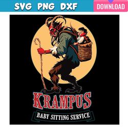 krampus baby sitting service horror christmas svg bundle