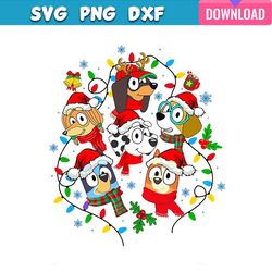 bluey family christmas lights svg bundle