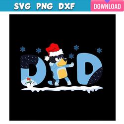 bluey dad christmas with santa hat svg bundle