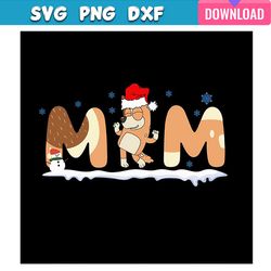 bluey mom christmas with santa hat svg bundle