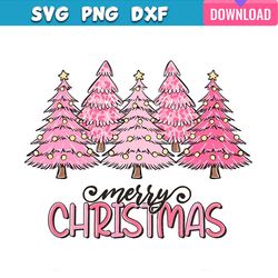 retro pink tree merry christmas svg bundle graphic