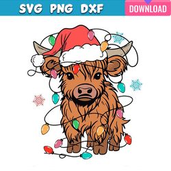 funny christmas cow with santa hat svg bundle