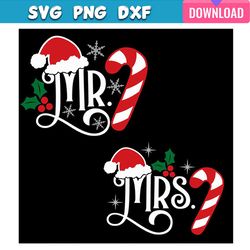 mr and mrs couple christmas hat svg bundle