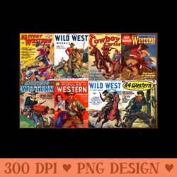 vintage western pulp magazine cover collage - transparent png download