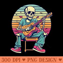 halloween skeleton playing guitar rock and roll band - png download