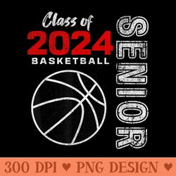 basketball player senior class of 2024 - graduation - unique png artwork