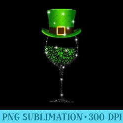 st patrick's day shamrock wine glass for womens mens - sublimation png designs - perfect for sublimation mastery