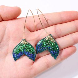 earrings mermaid tail dangle fish earring drop whale eardrop ear stud ocean woman