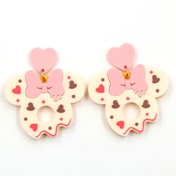 1pair top fashion cn drop mouse doughnut trendy valentine gift acrylic earrings jewelry for women