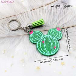 kh1008-acrylic cactus keychain, women gift glitter acrylic keychain