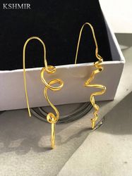 gold stereoscopic irregular earrings for women female niche design exaggerated studs cool tone earrings