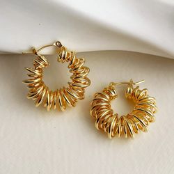 korean fashion personality multi layer ring earrings 2022 new ins exaggerated exquisite female earrings accessories