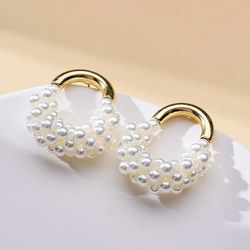 2021 new trend pearl retro earrings round exquisite temperament female wedding earrings