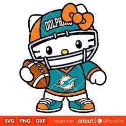 Hello Kitty Football Dolphins Svg, NFL Svg, Sanrio Svg, Kawaii Svg, Cricut, Silhouette Vector Cut File