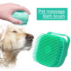 pet dog shampoo brush 2.7oz 80ml cat massage comb grooming scrubber brush for bathing short hair soft silicone rubber br