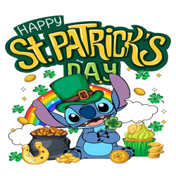 Stitch Happy St Patricks Day Rainbow Png Sublimation