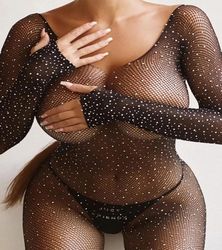 transparent crotchless diamond fishnet bodystocking for women