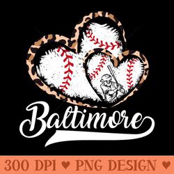 baltimore, leopard, baseball, twin hearts, baseball lover - png designs