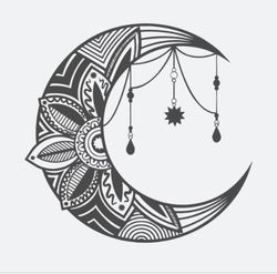 mandala svg | moon svg | moon mandala svg | mandala clipart | mandala png | mandal cutfile | quarter moon svg | moon png