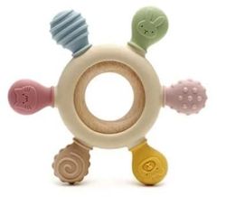 silicone teether baby teether wood ring teething toy(us customers)
