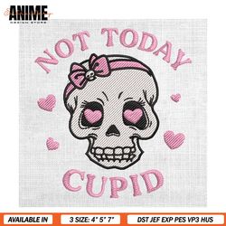 not today cupid skeleton skull love valentine embroidery