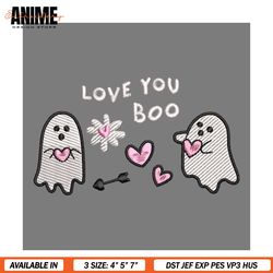 love you boo ghost valentine horror embroidery