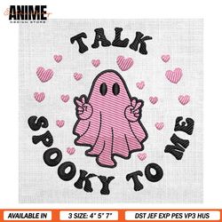 talk spooky to me valentine day ghost embroidery