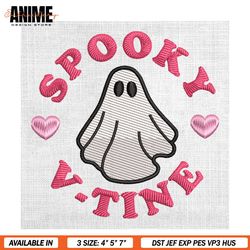 spooky valentine love ghost embroidery design