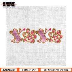 xoxo love paws valentine day dog embroidery