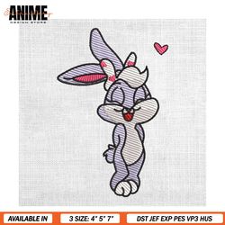 chibi lola bunny looney tunes valentine embroidery