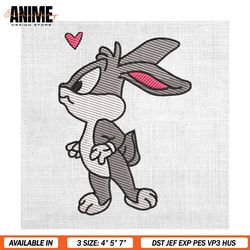 chibi bugs bunny valentine couple matching heart embroidery